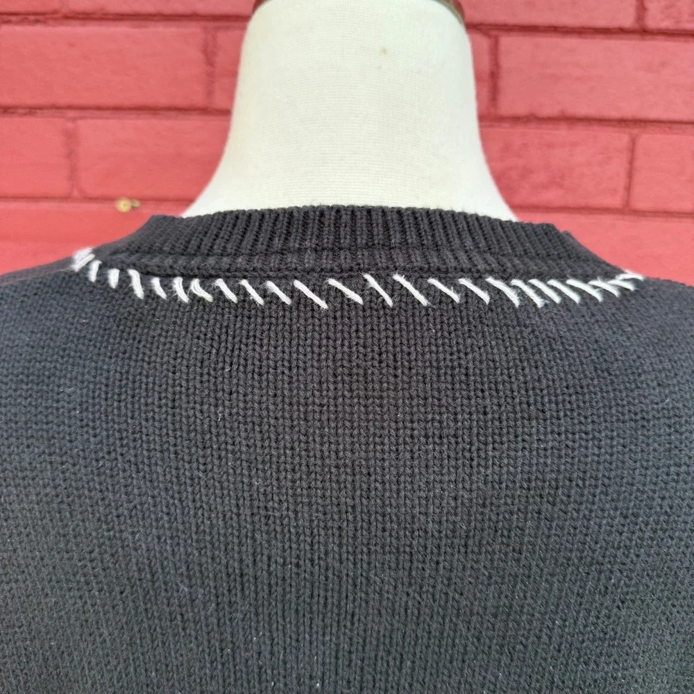 Harley‎ Davidson Women V Neck Sweater XL Black Pullover Knit Biker Streetwear